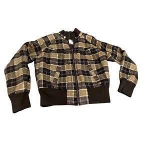 Vintage Southpole Bomber Jacket Mens L Brown Plaid Full Zip Y2K Streetwear